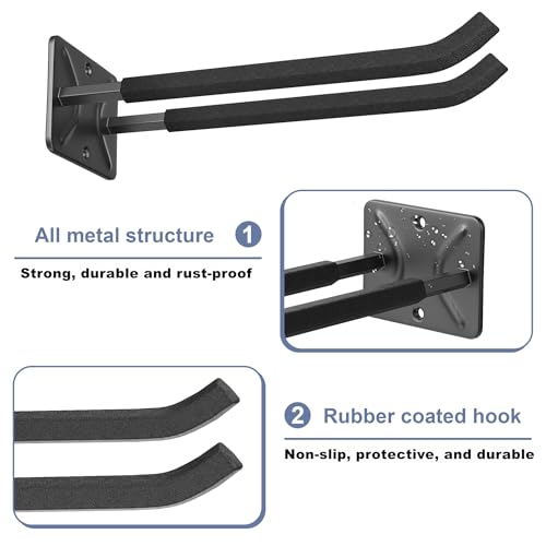 WALMANN Garage Hooks, Heavy Duty 12-inch Wall Hooks for Hanging, Tool Hangers for Car Tires, Ladders, Folding Chairs, Strollers, Garden Tools (Pack of 2) - style: Pack of 2