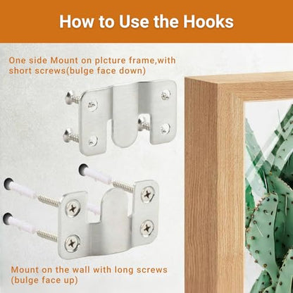 16Pcs Stainless Steel Interlock Hanging Buckle,Flush Concealed Mount Brackets Stainless Steel Z Clip Bracket Interlock Hanging Buckle Mountain Buckle for Picture Display Art Gallery (S2, Sliver) - color: Silver, size: Small With Screws