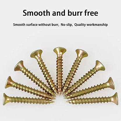 M3.5 M4 M5 Flat Head Wood Screws Assortment Kit 260 Pcs,Phillips Drive Countersunk Flat Head Self-Tapping Wood Screws,Yellow Zinc Plated Finish Screw Kit,Screws for Metal,Full Thread Screw Set - style: M3.5M4M5 260PCS