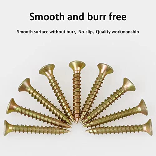 M3.5 Flat Head Wood Screws Assortment Kit 320 Pcs,Phillips Drive Countersunk Flat Head Self-Tapping Wood Screws,Yellow Zinc Plated Finish Screw Kit,Self Tapping Drywall Screws for Metal - style: M3.5 320PCS