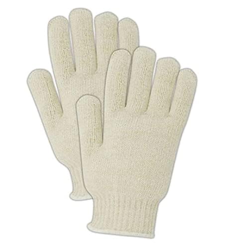 MAGID T153 KnitMaster T153 Heavyweight 7 Gauge Knit Gloves, Cotton Poly Blend, Men's (Fits Large), Natural (Pack of 12) - size: 9/L, style: 12 Pairs