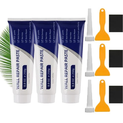 Drywall Patch Repair Kit 250g – Quick-Drying Wall Mending Agent with Scraper, Wall Putty Hole Repair, Multi-Functional Waterproof Repair Paste for Cracks, Holes & Concrete Surfaces (3 Set) - size: 3 SET