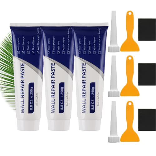 Drywall Patch Repair Kit 250g – Quick-Drying Wall Mending Agent with Scraper, Wall Putty Hole Repair, Multi-Functional Waterproof Repair Paste for Cracks, Holes & Concrete Surfaces (3 Set) - size: 3 SET