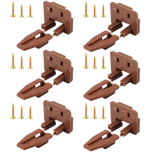 6pcs Drawer Track Guide Kit, Plastic Drawer Guides for Kenlin Rite Trak I, Brown Replacement Drawer Slides Guides Repair Kit for Center Mount Drawer, Dresser, Bedside Table