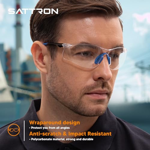 Clear Safety Glasses 3 Pack, Protective Eyewear UV Protection ANSI Z87.1, Safety Goggles Scratch & Impact Resistant, Eye Protection with Nose Pads for Men & Women Construction, Shooting, Lab Work - color: Clear Lens/Blue Temples, style: 3 Pack
