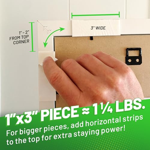 Krazy Tape Clear Double Sided Mounting Tape for Painted Surfaces, 1"x3", Pack of 4 Pre-Cut Transparent Adhesive Strips for Painted Walls, Wood, Metal & More