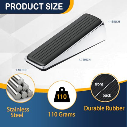 Door Stopper for Bottom of Door, Heavy Duty Door Stop Wedge Made of Premium Quality Zinc and Rubber Suits Any Heavy Door Any Smooth Floor - size: Silver-2 Pack Standard