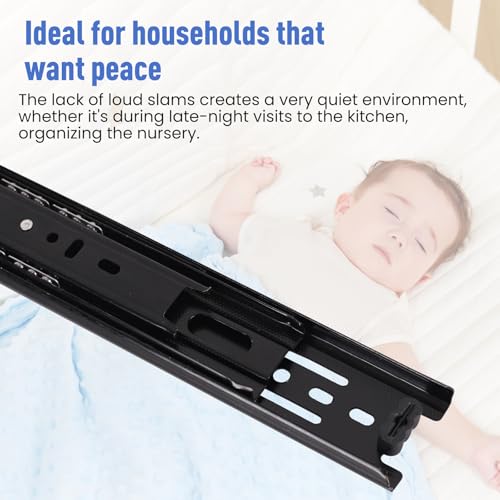 10 inch Drawer Slides 1Pairs (2pcs) Black Full Extension Ball Bearing,3 fold Metal Dresser Runners 100 LB Load Capacity Side Mount File Cabinet Rails - size: 1 Pairs