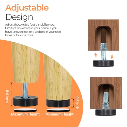 NEWBYTEK 24 Pack M6 Thread Adjustable Furniture Levelers with Self-Adhesive Felt Pads – 1" Leveling Feet & Floor Protectors for Chairs, Tables on Hardwood Floors