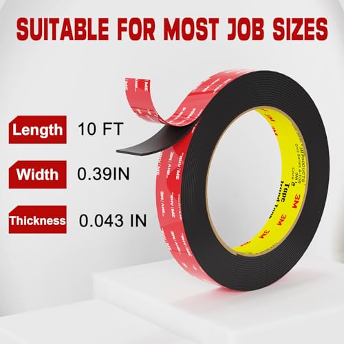 Double Sided Tape Heavy Duty 10FT,Double Sided mounting Tape for Walls,vhb Strong Double Sided Tape Heavy Duty for Car, LED Strip Light, Home/Office Decor - size: 0.39IN x 10FT