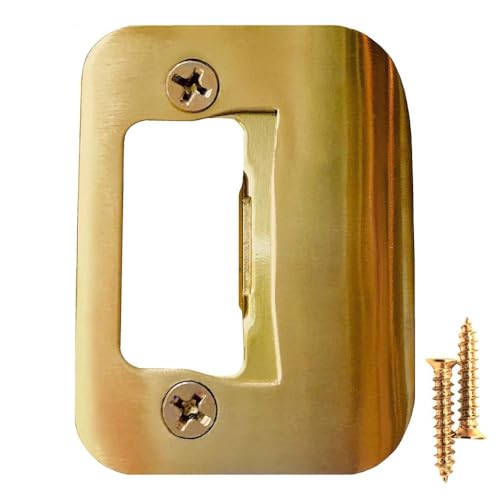 Gator Door Strike Plate with Screws, – 2-1/4" by 1-3/4" Universal Latch Restorer Alloy Steel Lock Hardware for Interior and Exterior Doors, Replacement Door Latch Plate | Bright Brass 1-Pack - color: Bright Brass