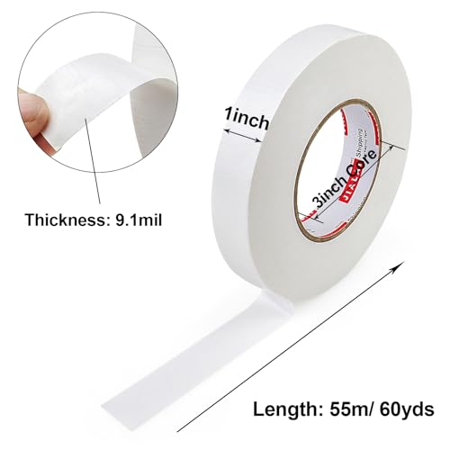 JIALAI HOME Industrial Grade White Duct Tape, 1 inch x 60 yds, HeavyDuty, Flexible, No Residue, All-Weather Waterproof Tape, UV Resistant for Crafts & Home Improvement - color: White