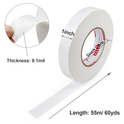 JIALAI HOME Industrial Grade White Duct Tape, 1 inch x 60 yds, HeavyDuty, Flexible, No Residue, All-Weather Waterproof Tape, UV Resistant for Crafts & Home Improvement - color: White