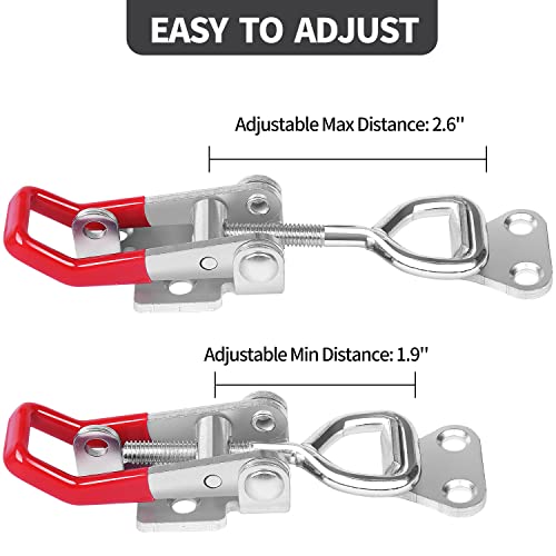 Vicuna R Heavy Duty Toggle Latch Clamp 4002, Adjustable Toggle Clamp Latch With Lock Hole, 550Lbs Holding Capacity Pull Latch for Smoker Lid Jig, Tool Box Case 4Pack (with 20PCS Screws) - style: 4002-4PK