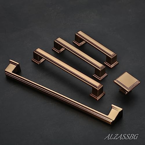 Alzassbg 10 Pack Champagne Bronze Cabinet Pulls, 3 Inch(76mm) Hole Center Cabinet Handles Kitchen Pulls for Cabinets and Drawer AL3071TGP - color: Champagne Bronze, size: 3" Hole Center