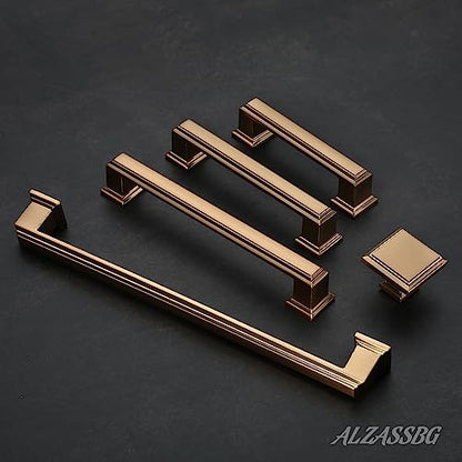 Alzassbg 10 Pack Champagne Bronze Cabinet Pulls, 3 Inch(76mm) Hole Center Cabinet Handles Kitchen Pulls for Cabinets and Drawer AL3071TGP - color: Champagne Bronze, size: 3" Hole Center
