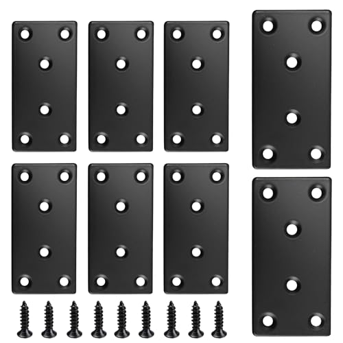 8PCS Black Stainless Steel Flat Mending Plates, 3.15" x 1.57" Straight Bracket Brace, Heavy Duty Metal Fixing Joining Plate for Furniture, Wood, Shelves, Fence - size: 3.15" x 1.57"