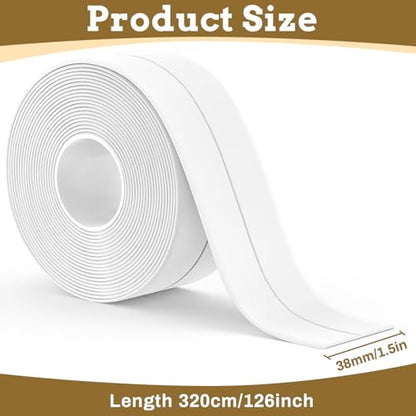 Caulk Tape Waterproof Self Adhesive, 2 Rolls Toilet Caulk Sealing Strip, Bathtub Caulking Sealant Tape for Kitchen, Bathroom, Countertop, Sink, Floor Wall Edge Protector(1.5" x 10.5Ft) - style: 2Pcs-White