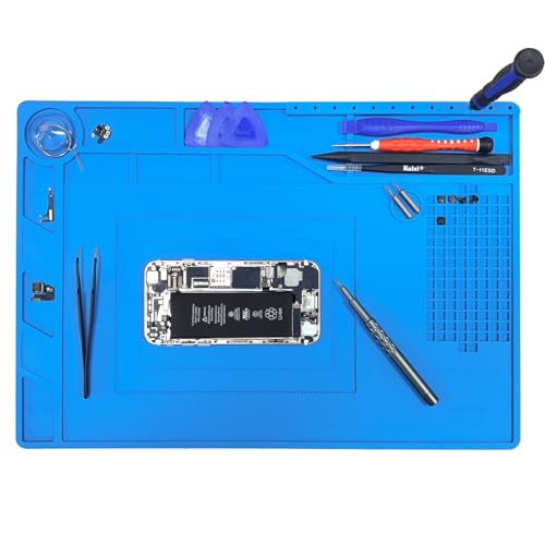 Kaisi Soldering Mat,15.35" x 10.6" Inch Heat Resistant Silicone Work Mat,Solder Pad for Soldering,Screws,Tools Repair Pad,Soldering Gun Iron Workbench Protection