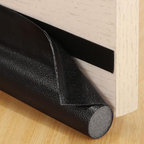uxcell 2Pcs 37" Door Draft Stopper, Under Door Draft Blocker, Adhesive Soundproof Door Bottom Seal, Weather Stripping Door Sweep for Bottom of Doors, Black - color: Black