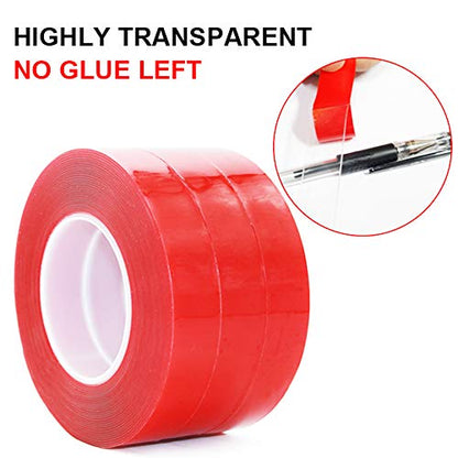 DGSL 0.47 Inch Clear Double Sided Tape Heavy Duty Mounting Tape, Acrylic Clear Mounting Tape for Wall Mount, Hanging Photo, Wall Decor, Art, Led Light Tapes (33 Ft X 3 Pack) - size: 0.47inch Width
