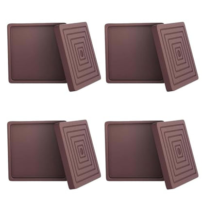 3.5x3.5 Square Rubber Furniture Caster Cups,8 Pack Anti-Sliding Furniture Pads Bed Stopper Floor Protectors with Grip,Protect Any Flooring Brown - size: 3.5in Brown 8Pcs