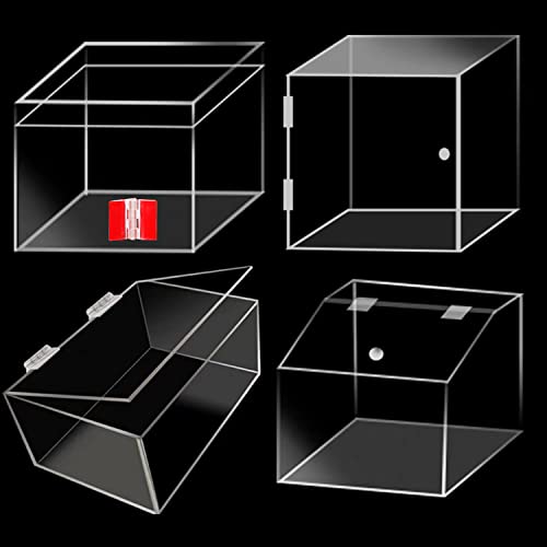 4 Pcs Transparent Plastic Hinges - Acrylic Piano Hinge Self-Adhesive Tools for Cabinet & Drawer Furniture DIY Display Stand (65x40 mm) - size: 65 X 40 Mm