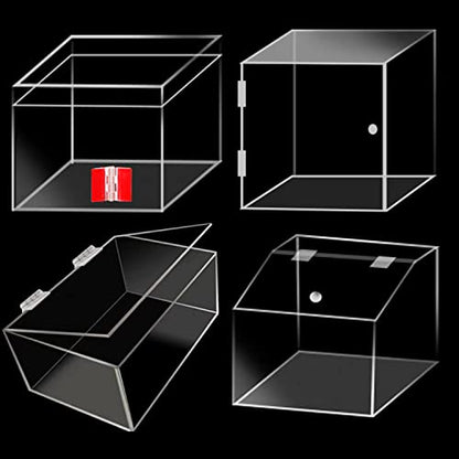 4 Pcs Transparent Plastic Hinges - Acrylic Piano Hinge Self-Adhesive Tools for Cabinet & Drawer Furniture DIY Display Stand (65x40 mm) - size: 65 X 40 Mm