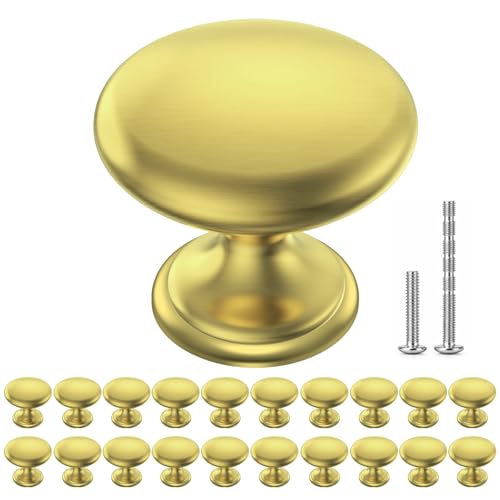 POZEAN Cabinet Knobs Brushed Nickel 30 Pack Cabinet Handles Drawer Knobs Solid Knobs Gold with Screws for Dresser Drawer Cabinet Cupboard - Modern Kitchen, Bedroom and Bathroom Hardware,Gold - color: Gold, size: 30 Pack