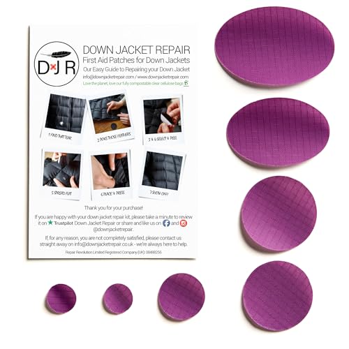 Down Jacket Repair Patches - Self-Adhesive Down Jacket Repair Patches | Waterproof, Tear-Resistant, Pre-Cut Patches | 7-Piece Set for Outdoor Gear, Sleeping Bags & Tent - color: Dark Purple