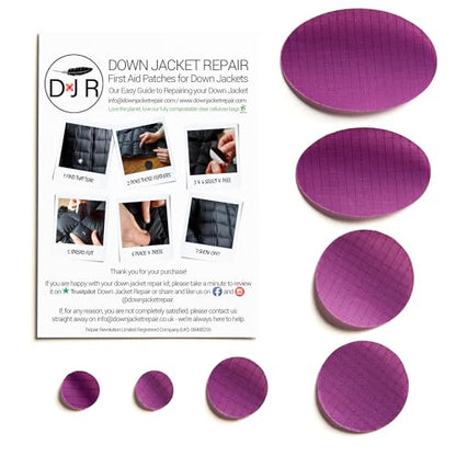 Down Jacket Repair Patches - Self-Adhesive Down Jacket Repair Patches | Waterproof, Tear-Resistant, Pre-Cut Patches | 7-Piece Set for Outdoor Gear, Sleeping Bags & Tent - color: Dark Purple