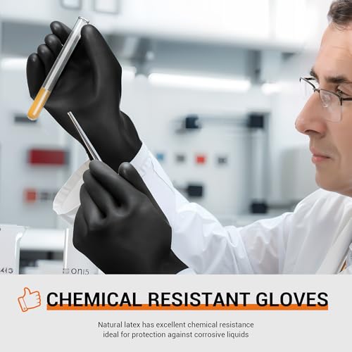 ThxToms 22" Heavy Duty Chemical Resistant Latex Rubber Gloves, Waterproof Long Cleaning Gloves for Industrial Cleaning, Gardening, Oil, Acid & Alkali Resistance, 1 Pair - color: 22"
