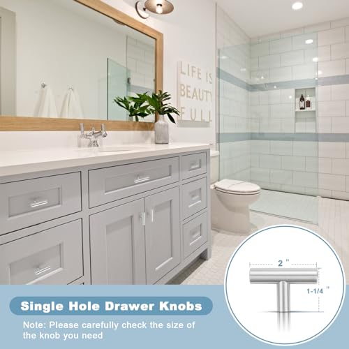 Estmoon 30 Pack Cabinet Knobs Brushed Nickel Cabinet Handles, Stainless Steel Single Hole Kitchen Cabinet Knobs Silver Cabinet Pulls for Kitchen Cabinets and Dressers,2 Inch Overall Length Drawer Knob - color: Brushed Nickel, size: 1 Hole Mount, style: Kn
