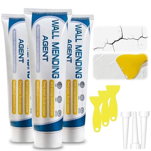 3 Pack Drywall Patch Repair Kit, Wall Mending Agent for Holes & Cracks, Drywall Patch Repair Kit with Spackle Paste, Wall Repair Paste for Nail Holes, Dents & Small Damage