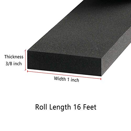 Weather Stripping Seal -1" W x 3/8" T- Foam Seal Tape High Density Foam Strip Self Adhesive Weatherstrip Insulation Foam Rubber Seal Strip - size: 1in x 3/8in - 16ft