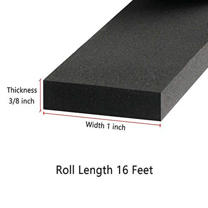 Weather Stripping Seal -1" W x 3/8" T- Foam Seal Tape High Density Foam Strip Self Adhesive Weatherstrip Insulation Foam Rubber Seal Strip - size: 1in x 3/8in - 16ft