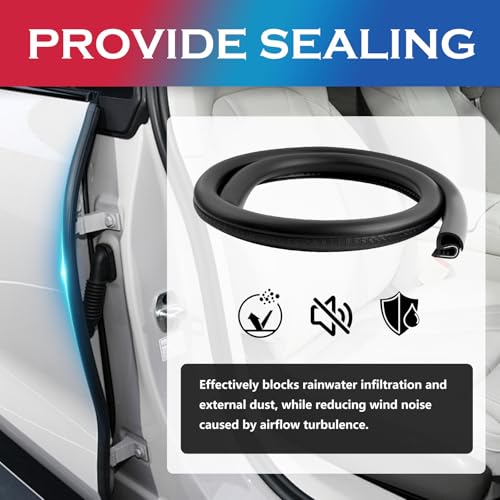 2PCS 2.62Ft Adjustable Automotive Weather Stripping Door Seal,Open-end Car Door Weather Stripping with Upgraded U-Shaped Fixing Steel Strip & Bayonet,Thickened Car Rubber Edge Trim - color: B-Pillar