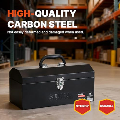 Black Canyon 16 Inch Tool Box, Metal Tool Box, 0.8mm Carbon Steel, Portable&Padlockable, 4 Non-Slip Foot Pads, Ideal for Trailer, Mechanic, DIY-ers, Car Toolbox, Workshops, Garages, Repair Shops - size: 16-1/8 in