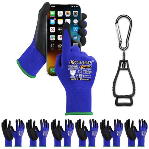 Safety Work Gloves - 7 Pairs, Seamless Knit Glove with MicroFoam Nitrile Coated Smooth Grip on Palm & Fingers for Men and Women, Ideal for General Duty Work (XXL,Blue) - size: XX-Large, style: 7 Pairs,blue