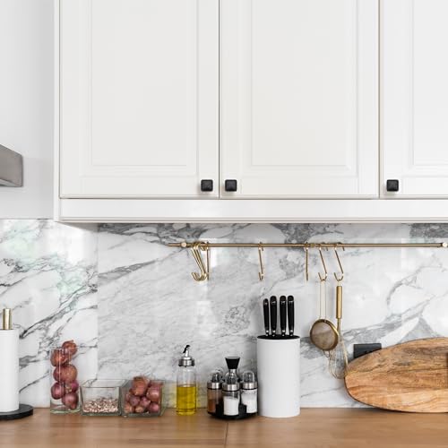 Ravinte 5 Pack Solid Single Hole Square Foot Cabinet Arch Knobs Kitchen Matte Black Knobs Black Drawer Pulls Kitchen Cabinet Hardware Pulls for Cupboard Handles - color: Matte Black