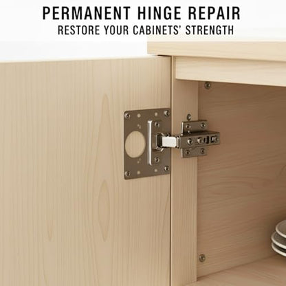 Cabinet Hinge Repair Plate Kit 6PCS Stainless Steel Repair Plate Door Hinge Repair Kit Cabinet Repair Kit with Screws for Kitchen Cabinet Cupboard Door Furniture Fix