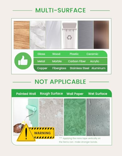Thin Double Sided Tape, 1/2" 10' Arcylic Nano Tape, Transparent Two Sided Mounting Tape, Clear Hanging Adhesive Strips for Wall, Poster, Photo, Craft - size: thin
