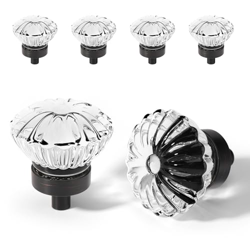 Oil Rubbed Bronze Crystal Cabinet Knobs 4 Pack Flower Crystals Cabinet Knobs Cabinets Knob Clear Small Pull for Closet Dresser Drawers Cupboard Wardrobe Vintage Retro Pulls Glass Old Fashioned Handle - color: Oil Rubbed Bronze, size: 4pack