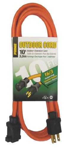 Prime Wire & Cable EC501610 10-Foot 16/3 SJTW Medium Duty Extension Cord, Orange