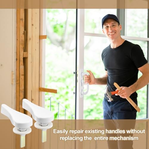 Zonon 4 Sliding Door Latch Lever Spindle White Steel Pin Set for Patio Door Replacement Hardware