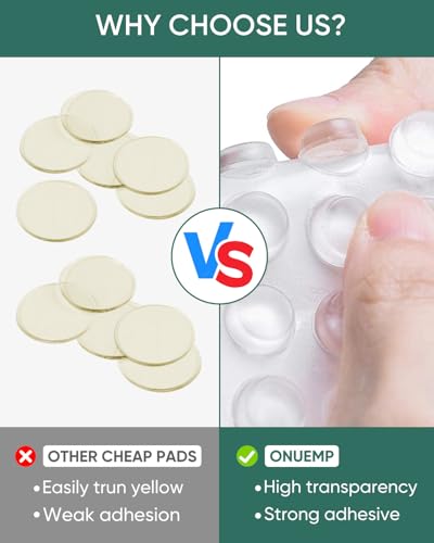 ONUEMP 107pcs Cabinet Door Bumpers Clear, Adhesive Rubber Feet Silicone, Sound Dampening Door Slam Stopper Non Slip Furniture Pads Wall Protector for Cutting Board, Drawers, Glass Cabinet - size: 107PCS