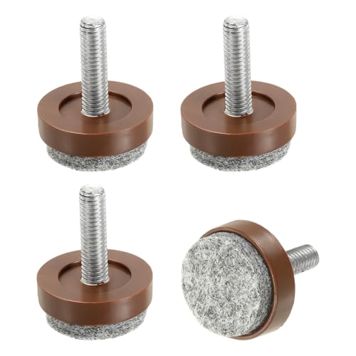 uxcell 4 Pcs Adjustable Furniture Leg Levelers, M8 x 1" x 0.8" Threaded Screw-in Leveling Feet Pad Floor Protector for Tables Cabinets Chairs Sofa Outdoor Furniture Feet, Brown - size: M8 x 1" x 0.8"