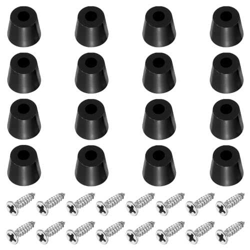 Cutting Board Feet, 16 Pack Round Rubber Feet Bumpers Non Slip Bumper Pads with Stainless Steel Screws for Furniture Chairs Desks Electronics (0.16" Wx0.55 H) - size: 0.16"Wx0.55"H
