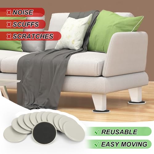 3-1/2 inches Furniture Sliders, 12pcs Furniture Glides for Easy Moving on Carpet Hardwood (Beige) - color: Beige, size: Big, Non-sticky