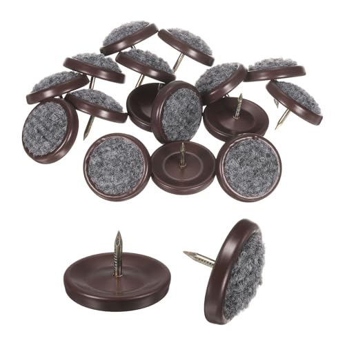 uxcell 16 Pcs Furniture Glides Sliders, 1.3" Plastic Round Chair Sliders Glides, Furniture Movers Pads for Chair Leg Floor Protectors, Brown - size: 33mm